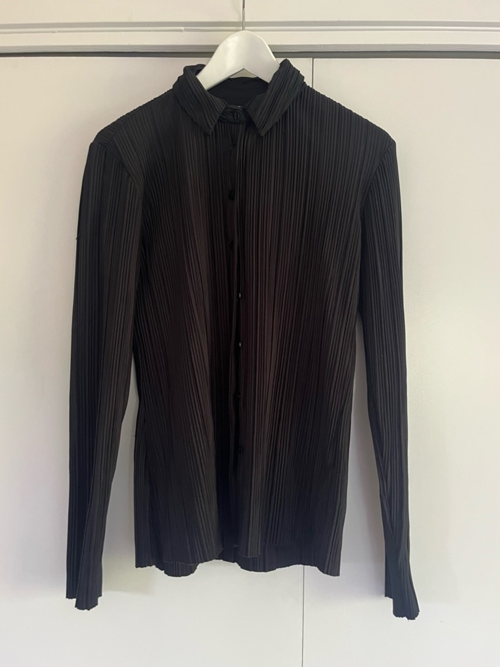 Weekday Black Pleated Button-Front Shirt